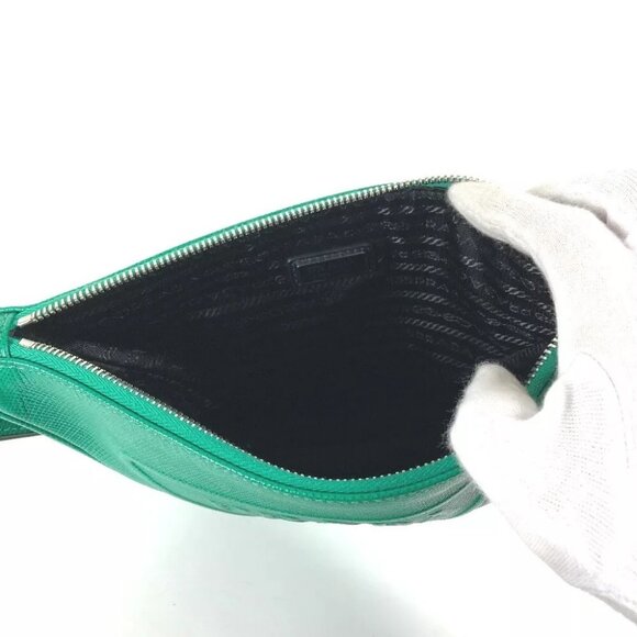 PRADA 2NE054 Embossed triangle logo plate Bag pouch with strap Clutch bag - Picture 9 of 16